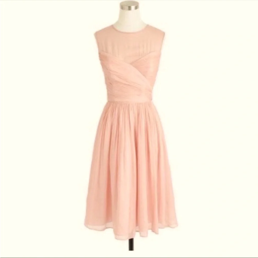 J. Crew Blush Pink Sleeveless Chiffon Midi Dress